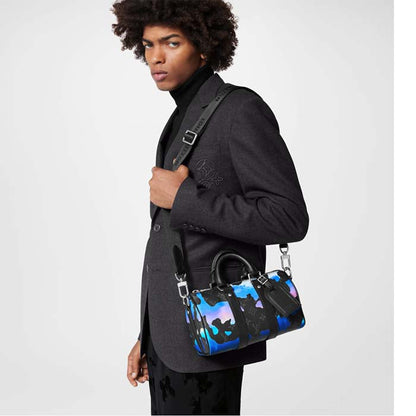 Louis Vuitton LV Unisex Keepall Bandoulière 25 Sunrise Eclipse Reverse Coated Canvas