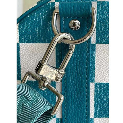 Louis Vuitton LV Unisex Keepall Bandoulière 45 Bag Teal Cowhide Leather