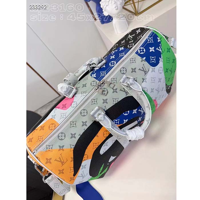 Louis Vuitton LV Unisex Keepall Bandoulière 45 Multicolor Monogram Coated Canvas Cowhide Leather