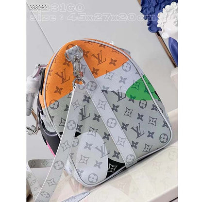 Louis Vuitton LV Unisex Keepall Bandoulière 45 Multicolor Monogram Coated Canvas Cowhide Leather