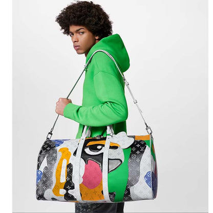 Louis Vuitton LV Unisex Keepall Bandoulière 45 Multicolor Monogram Coated Canvas Cowhide Leather