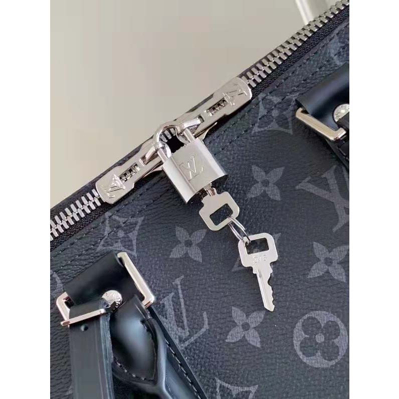 Louis Vuitton LV Unisex Keepall Bandoulière 45 Travel Bag Grey Coated Canvas Cowhide