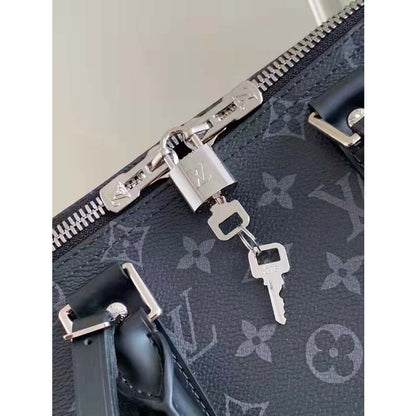 Louis Vuitton LV Unisex Keepall Bandoulière 45 Travel Bag Grey Coated Canvas Cowhide