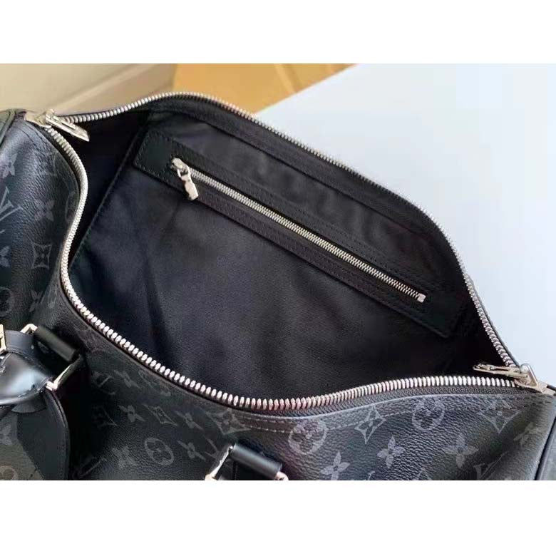Louis Vuitton LV Unisex Keepall Bandoulière 45 Travel Bag Grey Coated Canvas Cowhide
