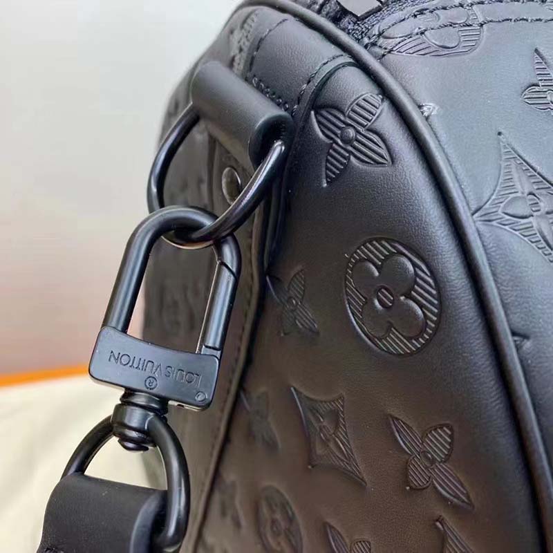 Louis Vuitton LV Unisex Keepall Bandoulière 50 Bag Black Monogram Shadow Embossed Leather
