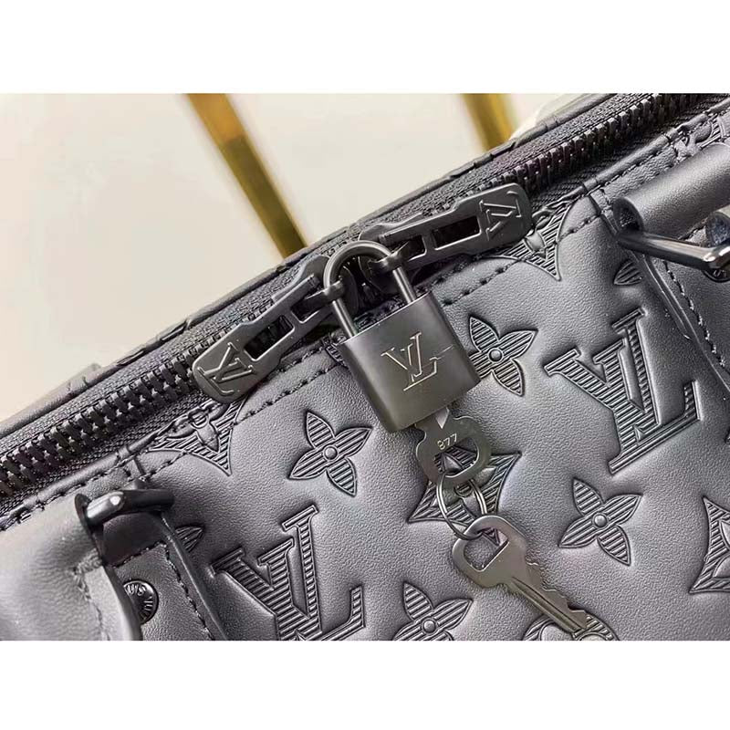 Louis Vuitton LV Unisex Keepall Bandoulière 50 Bag Black Monogram Shadow Embossed Leather
