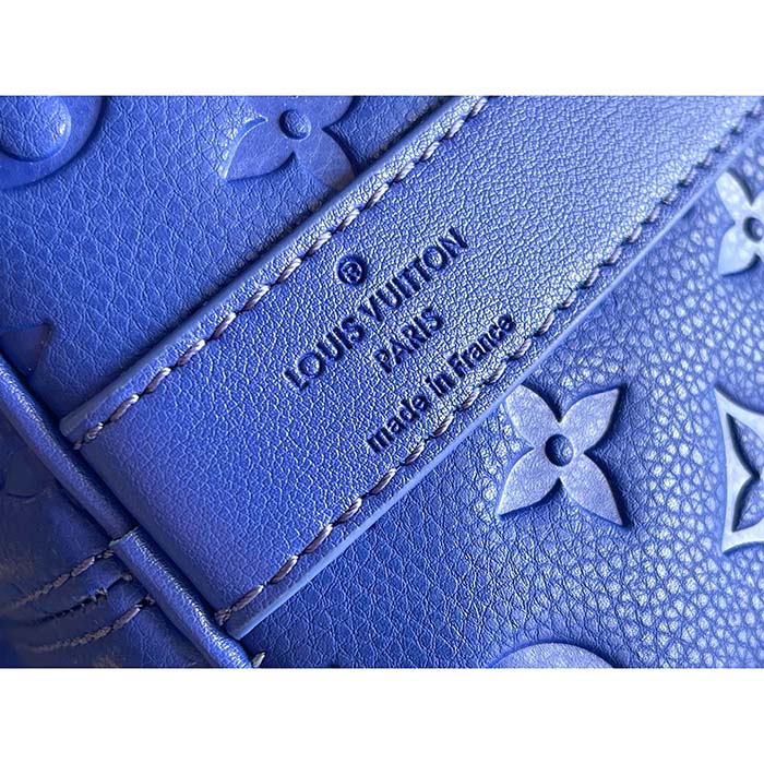 Louis Vuitton LV Unisex Keepall Bandoulière 50 Racing Blue Embossed Taurillon Monogram Cowhide Leather