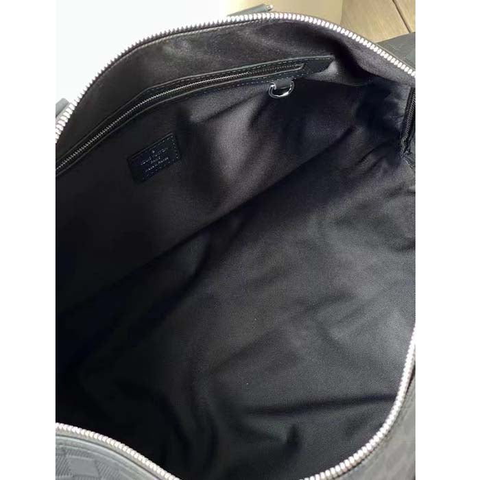 Louis Vuitton LV Unisex Keepall Bandoulière 50 Travel Bag Black Graphite Damier Infini Cowhide
