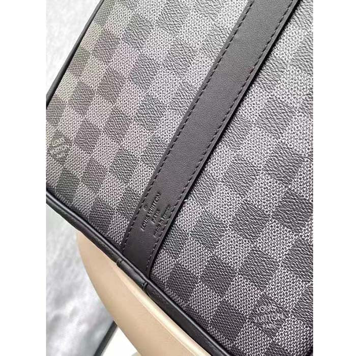 Louis Vuitton LV Unisex Keepall Bandoulière 50 Travel Bag Black Graphite Damier Infini Cowhide