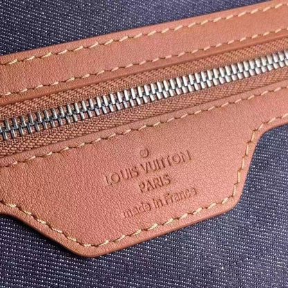 Louis Vuitton LV Unisex Keepall Bandoulière 50 Travel Bag Denim Blue Cowhide Leather