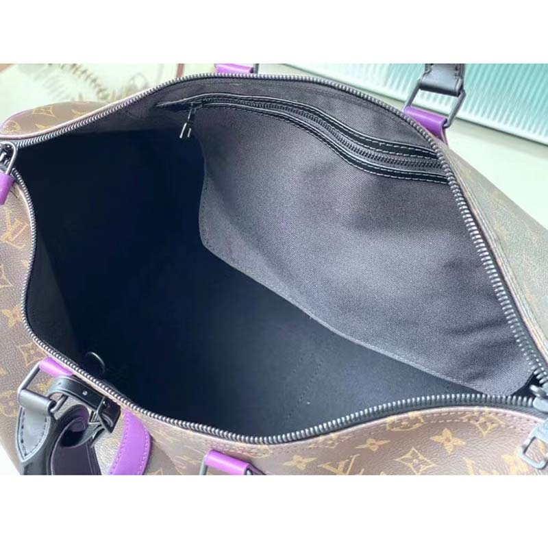 Louis Vuitton LV Unisex Keepall Bandoulière 50 Travel Bag Purple Monogram Coated Canvas