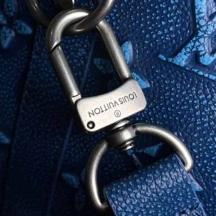 Louis Vuitton LV Unisex Keepall Bandoulière 50 Weekend Bag Denim Blue Cowhide Leather