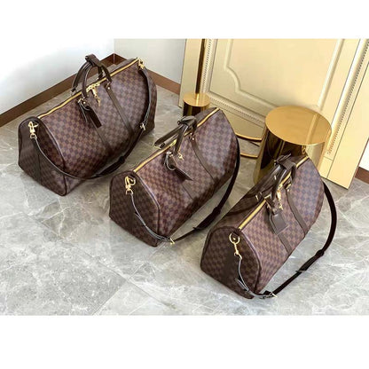 Louis Vuitton LV Unisex Keepall Bandoulière 55 Brown Coated Canvas Cowhide Leather
