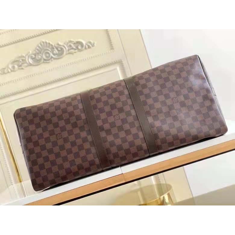 Louis Vuitton LV Unisex Keepall Bandoulière 55 Brown Coated Canvas Cowhide Leather