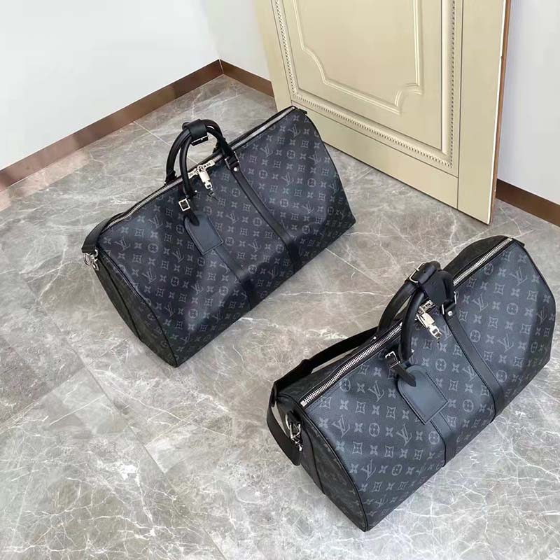 Louis Vuitton LV Unisex Keepall Bandoulière 55 Travel Bag Coated Canvas Cowhide