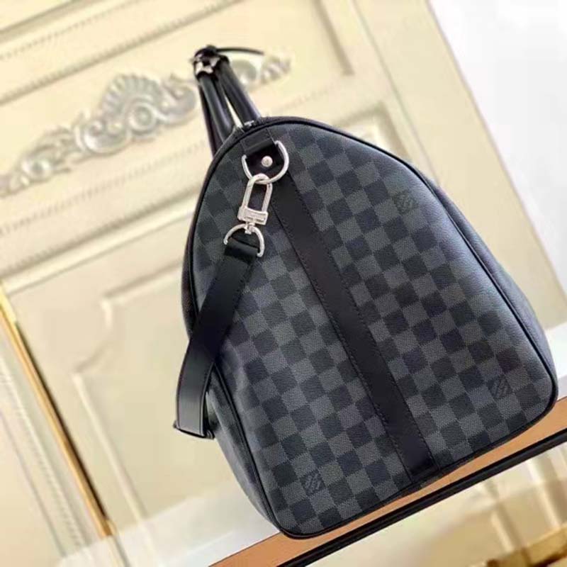Louis Vuitton LV Unisex Keepall Bandoulière 55 Travel Bag Grey Damier Graphite Canvas