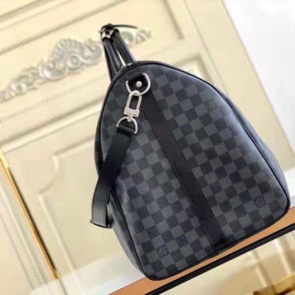 Louis Vuitton LV Unisex Keepall Bandoulière 55 Travel Bag Grey Damier Graphite Canvas