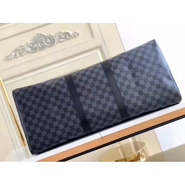 Louis Vuitton LV Unisex Keepall Bandoulière 55 Travel Bag Grey Damier Graphite Canvas