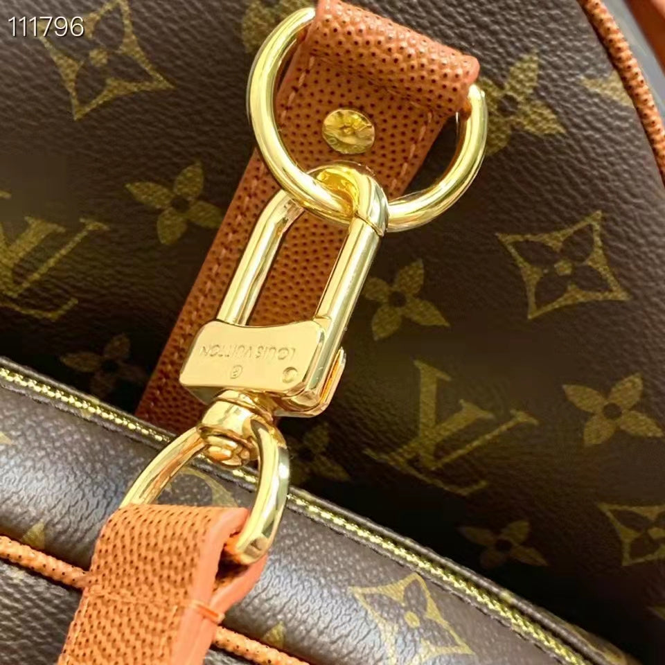 Louis Vuitton LV Unisex Keepall Trio Pocket Travel Bag Brown Monogram Canvas
