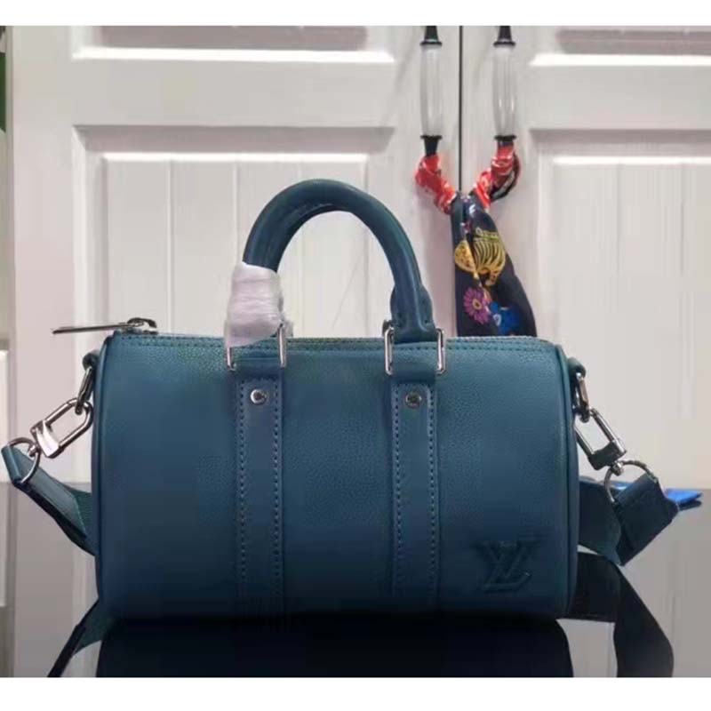 Louis Vuitton LV Unisex Keepall XS Blue Aerogram Cowhide Leather Textile Lining