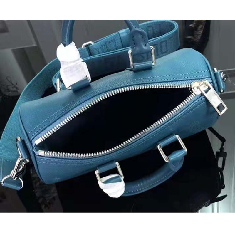 Louis Vuitton LV Unisex Keepall XS Blue Aerogram Cowhide Leather Textile Lining