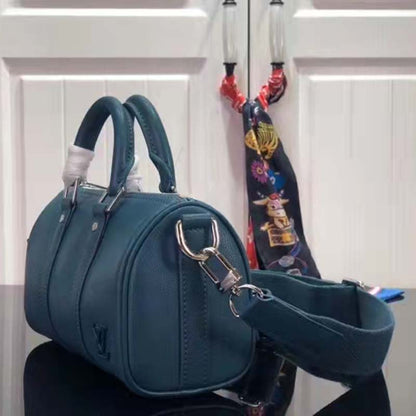 Louis Vuitton LV Unisex Keepall XS Blue Aerogram Cowhide Leather Textile Lining