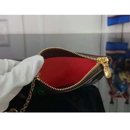 Louis Vuitton LV Unisex Key Pouch Dragon Fruit Pink Monogram Coated Canvas Grained Cowhide Leather