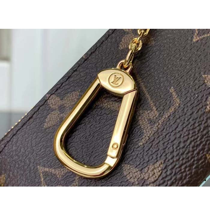 Louis Vuitton LV Unisex Key Pouch Pink Monogram Coated Canvas Grained Cowhide Leather