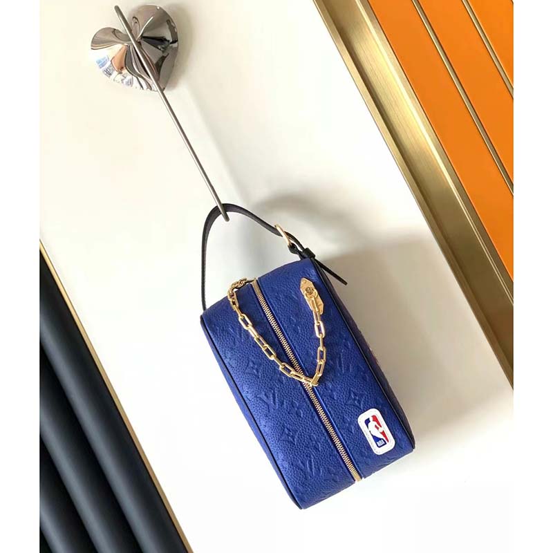 Louis Vuitton LV Unisex LV x NBA Dopp Kit Blue Embossed Taurillon Leather
