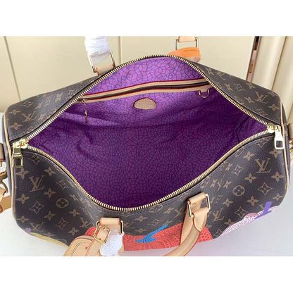 Louis Vuitton LV Unisex LV x YK Keepall 45 Monogram Coated Canvas Colorful Pumpkin Print