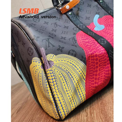 Louis Vuitton LV Unisex LV x YK Keepall 55 Monogram Coated Canvas Colorful Pumpkin Print