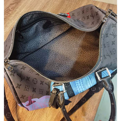 Louis Vuitton LV Unisex LV x YK Keepall 55 Monogram Coated Canvas Colorful Pumpkin Print
