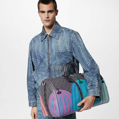 Louis Vuitton LV Unisex LV x YK Keepall 55 Monogram Coated Canvas Colorful Pumpkin Print