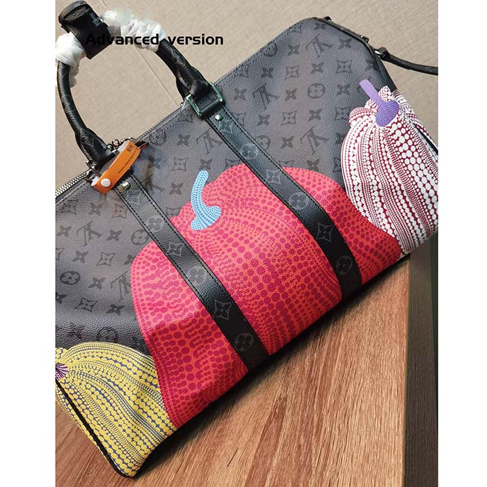 Louis Vuitton LV Unisex LV x YK Keepall 55 Monogram Coated Canvas Colorful Pumpkin Print