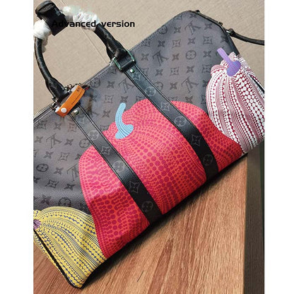Louis Vuitton LV Unisex LV x YK Keepall 55 Monogram Coated Canvas Colorful Pumpkin Print