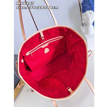 Louis Vuitton LV Unisex LV x YK Neverfull MM Monogram Coated Canvas Faces Print Embroidery
