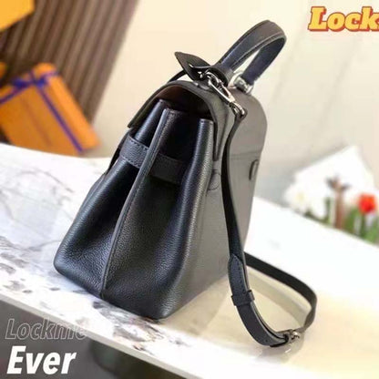 Louis Vuitton LV Women Lockme Ever BB Handbag Black Soft Calfskin