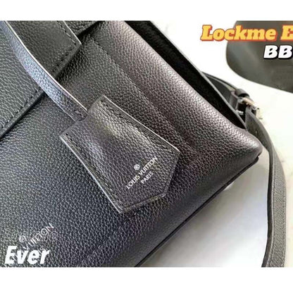 Louis Vuitton LV Women Lockme Ever BB Handbag Black Soft Calfskin