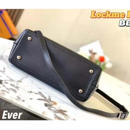 Louis Vuitton LV Women Lockme Ever BB Handbag Black Soft Calfskin
