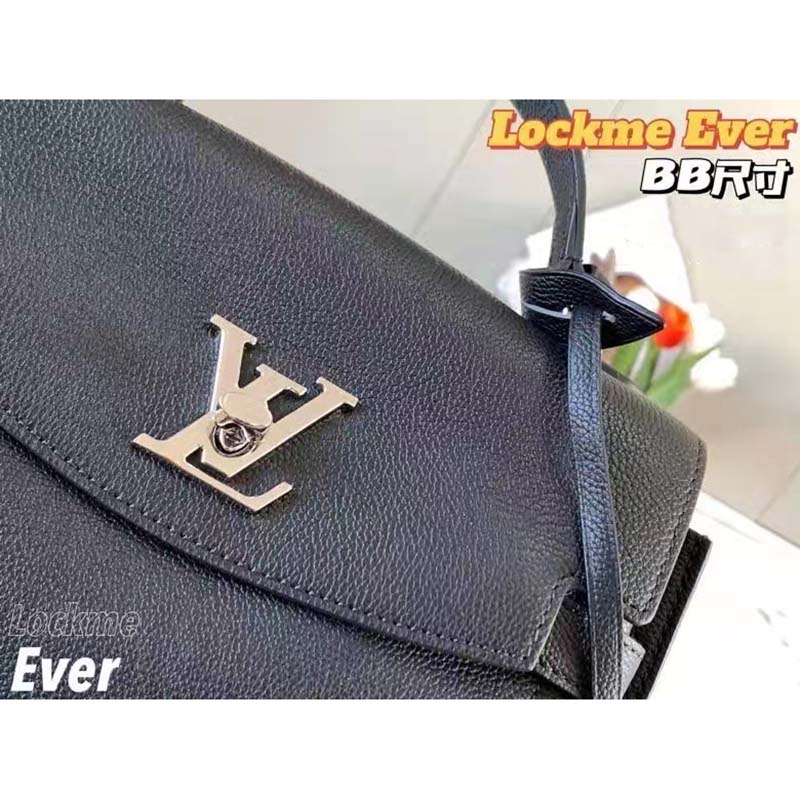 Louis Vuitton LV Women Lockme Ever BB Handbag Black Soft Calfskin