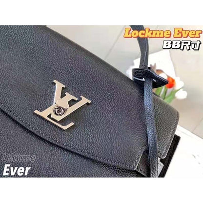 Louis Vuitton LV Women Lockme Ever BB Handbag Black Soft Calfskin