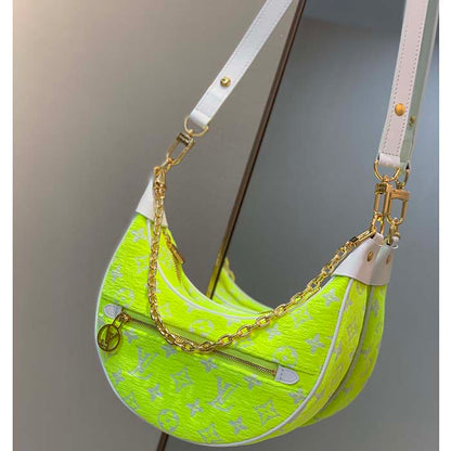 Louis Vuitton LV Unisex Loop Half-Moon Baguette Bag Yellow Monogram Jacquard Velvet