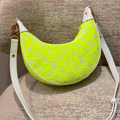 Louis Vuitton LV Unisex Loop Half-Moon Baguette Bag Yellow Monogram Jacquard Velvet