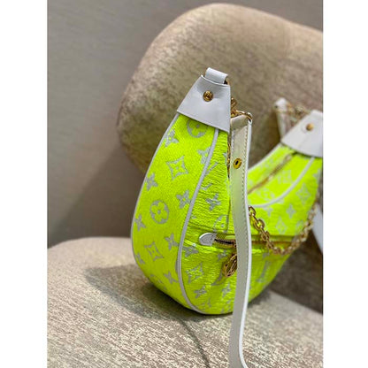 Louis Vuitton LV Unisex Loop Half-Moon Baguette Bag Yellow Monogram Jacquard Velvet