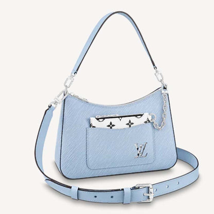 Louis Vuitton LV Women Marelle Handbag Blue Epi Grained Cowhide Leather Canvas