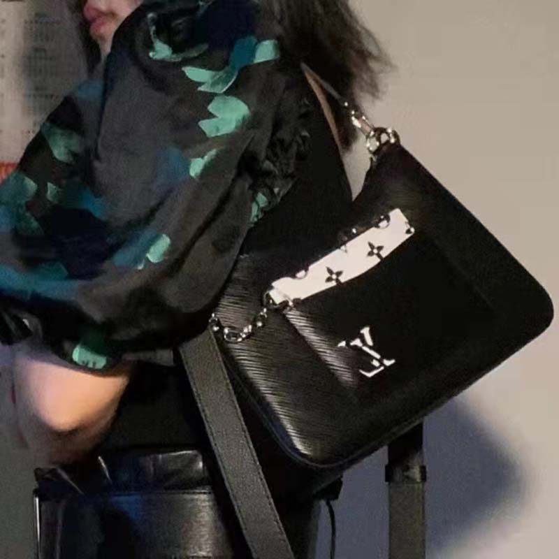 Louis Vuitton LV Women Marelle Handbag Quartz Black Epi Grained Cowhide Canvas
