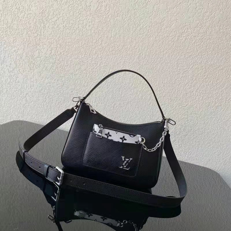 Louis Vuitton LV Women Marelle Handbag Quartz Black Epi Grained Cowhide Canvas