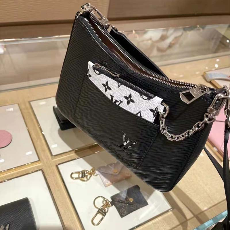 Louis Vuitton LV Women Marelle Handbag Quartz Black Epi Grained Cowhide Canvas