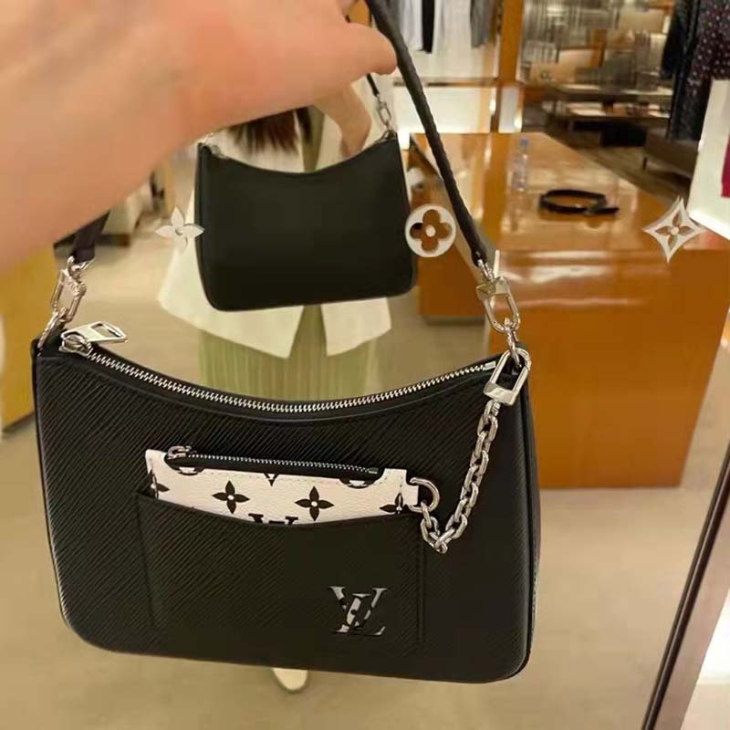 Louis Vuitton LV Women Marelle Handbag Quartz Black Epi Grained Cowhide Canvas