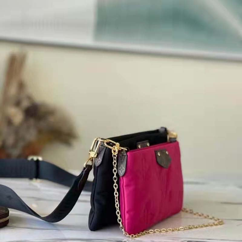 Louis Vuitton LV Unisex Maxi Multi Pochette Accessoires Handbag Fuchsia Black